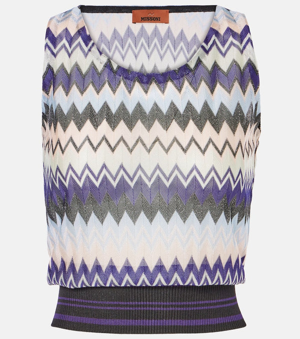 Missoni Zigzag knitted lamé top