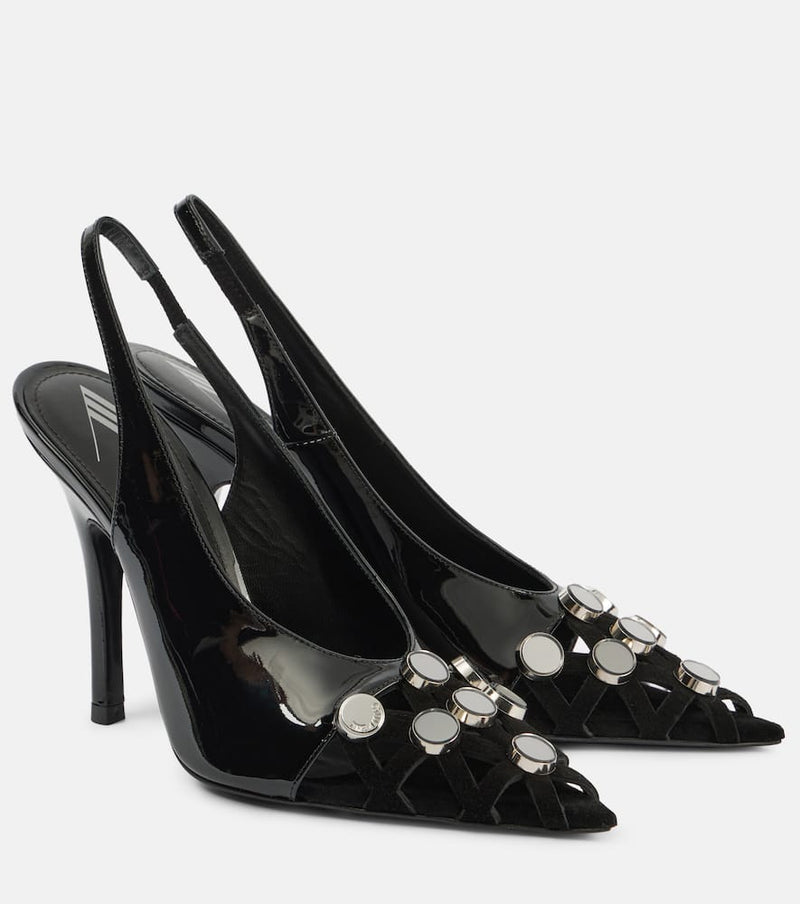 The Attico Fiona 105 patent leather slingback pumps | LYBSTORE