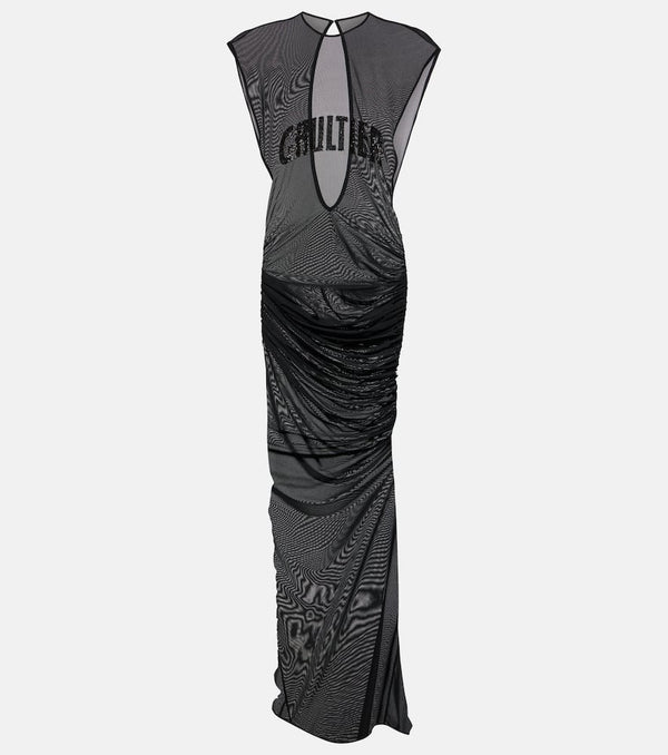 Jean Paul Gaultier Embroidered mesh maxi dress