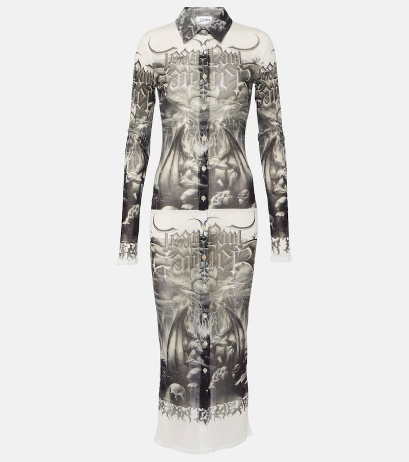 Jean Paul Gaultier Printed mesh shirt dress