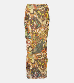 Jean Paul Gaultier Printed mesh maxi skirt