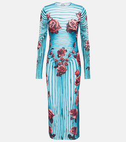 Jean Paul Gaultier Floral jersey midi dress