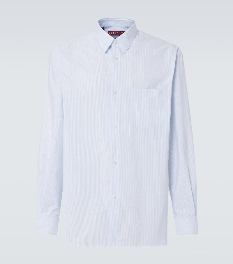 Gucci Striped Cotton Poplin Shirt Blue