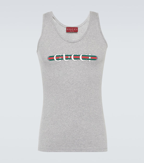 Gucci Logo ribbed-knit cotton jersey tank top