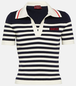 Gucci Logo striped cotton-blend polo shirt