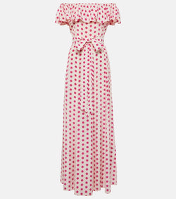 Alexandra Miro Giselle off-shoulder polka-dot midi dress