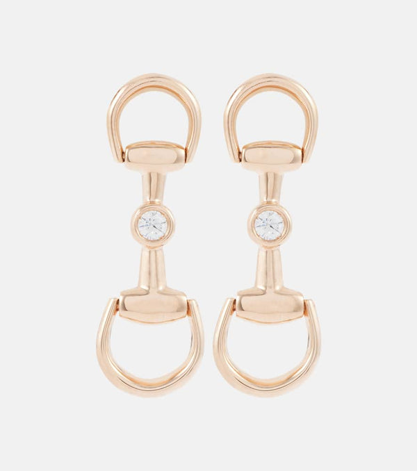 Gucci Horsebit 18kt rose gold earrings with diamonds