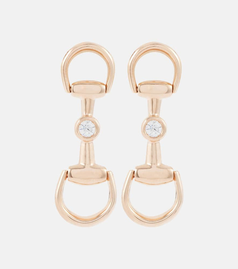 Gucci Horsebit 18kt rose gold earrings with diamonds