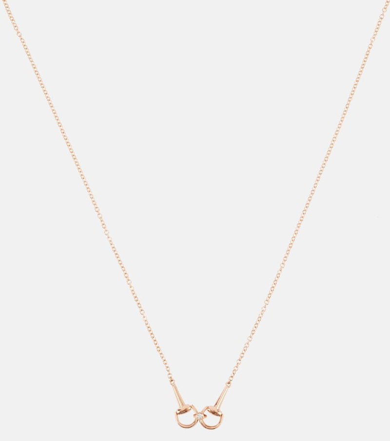 Gucci Horsebit 18kt rose gold necklace with diamond