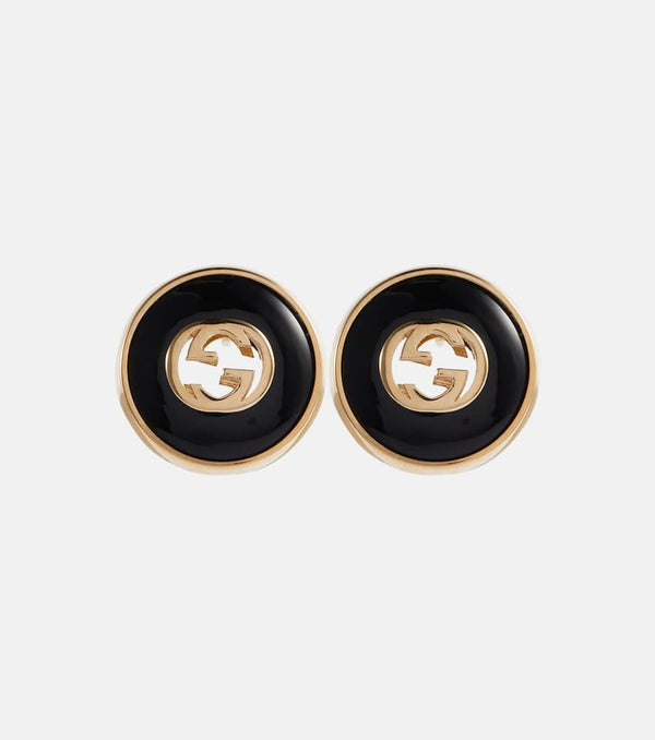 Gucci Interlocking G 18kt gold earrings with onyx