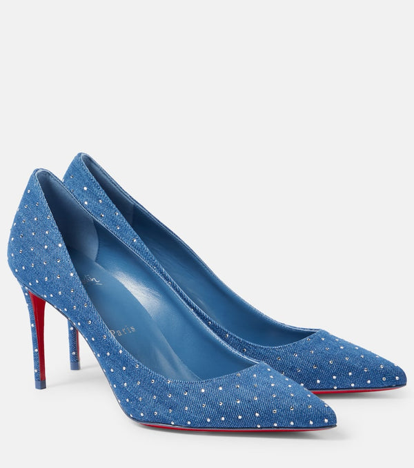 Christian Louboutin Kate 85 embellished denim pumps