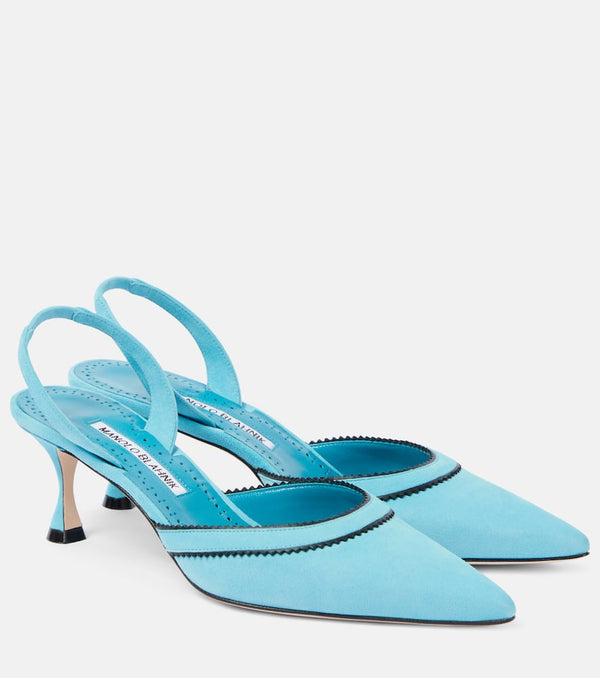 Manolo Blahnik Brontiasli suede slingback pumps