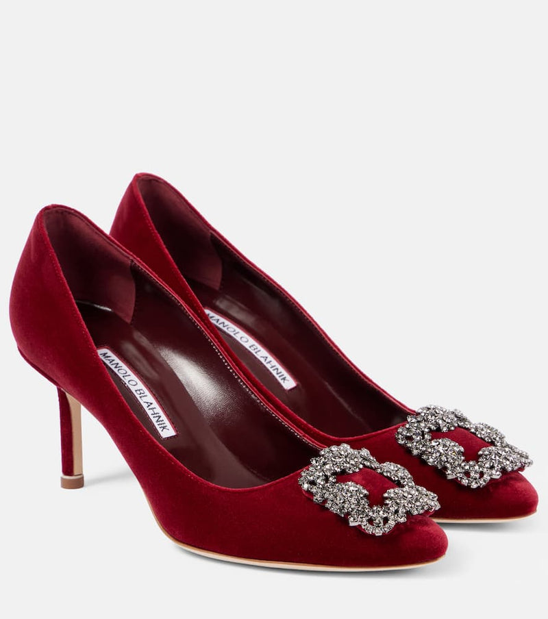 Manolo Blahnik Hangisi 70 embellished velvet pumps