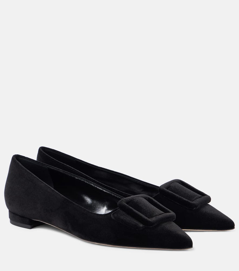 Manolo Blahnik Maysalepumpflat velvet ballet flats