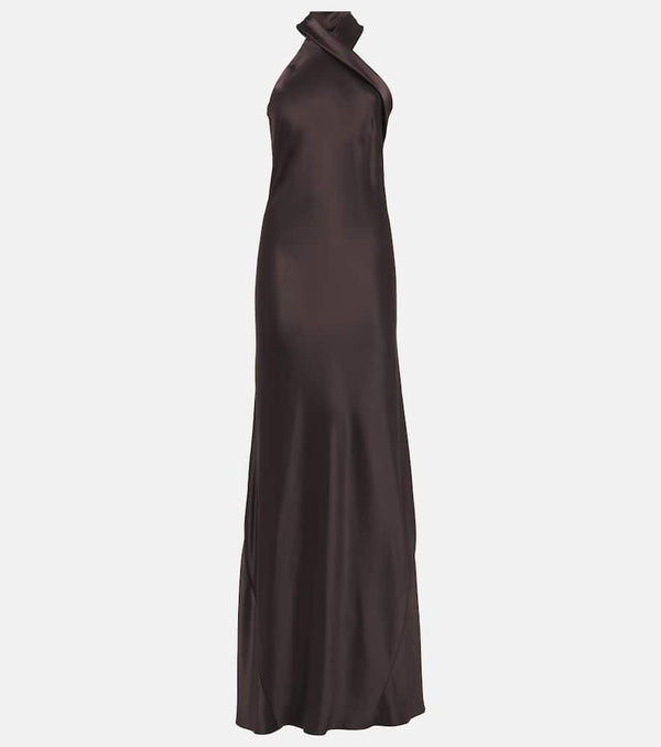 Galvan Pandora halterneck satin maxi dress