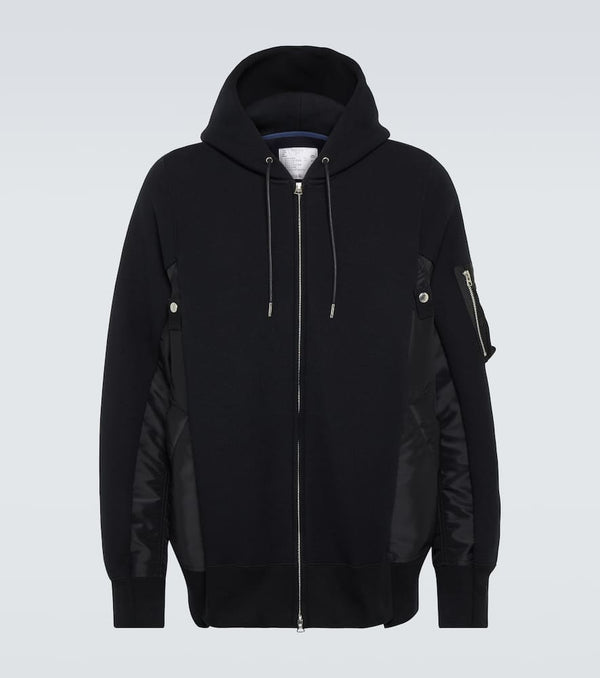 Sacai Sponge paneled cotton-blend jersey hoodie