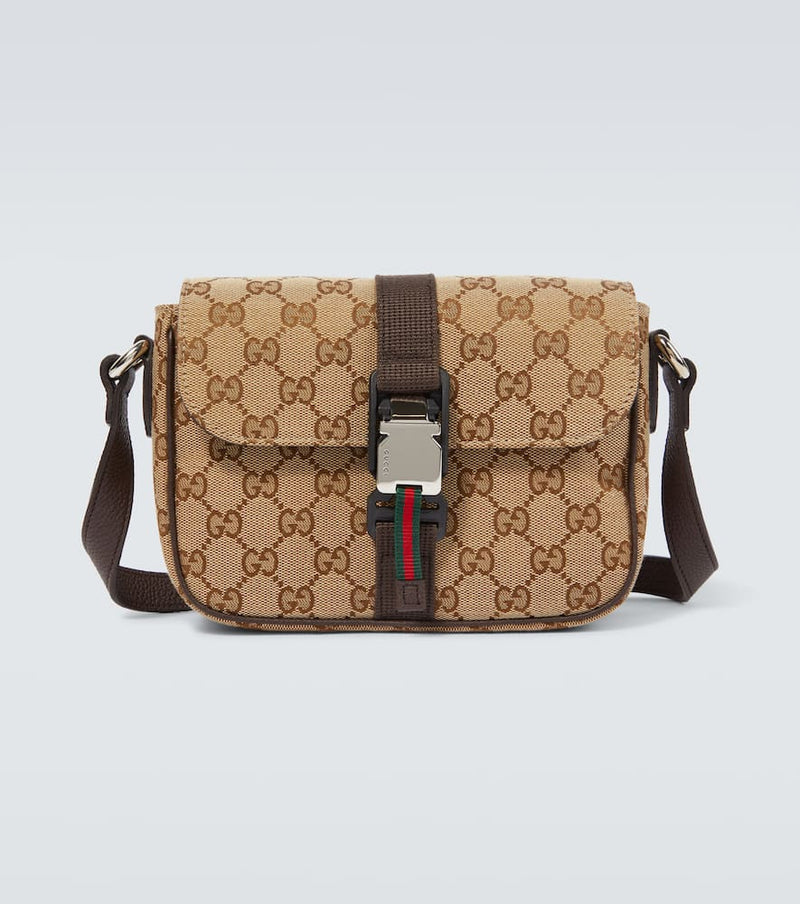 Gucci GG canvas Mini leather-trimmed crossbody bag