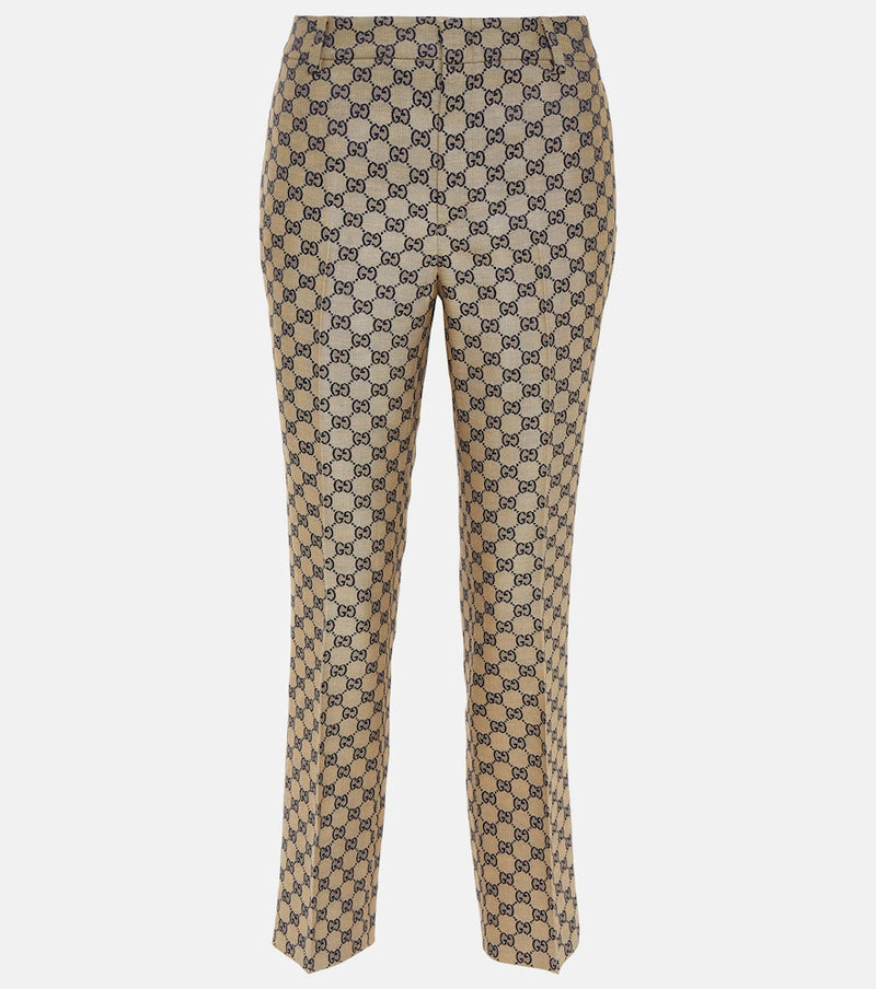 Gucci GG canvas linen-blend straight pants