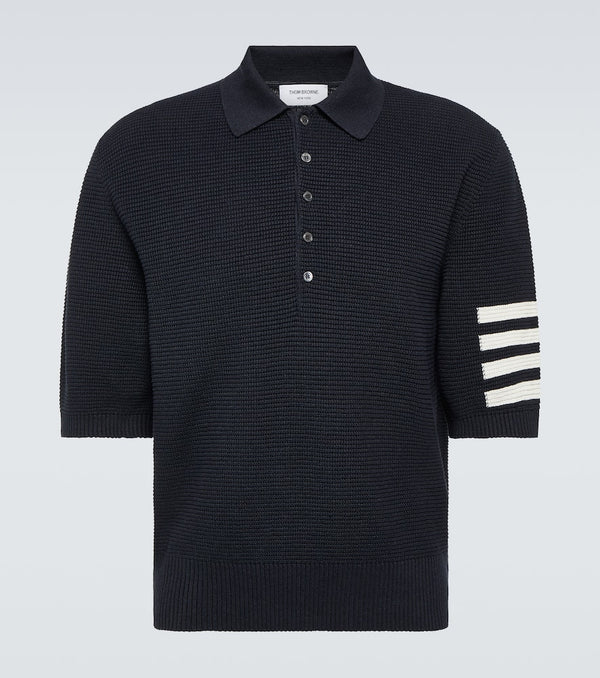 Thom Browne 4-Bar linen and cotton polo shirt