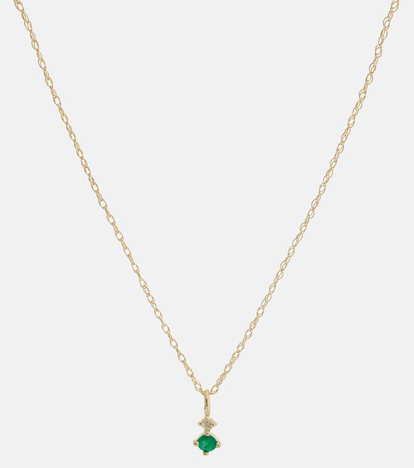 Stone and Strand Tiny Emerald Goddess 14kt gold choker with emeralds and diamonds