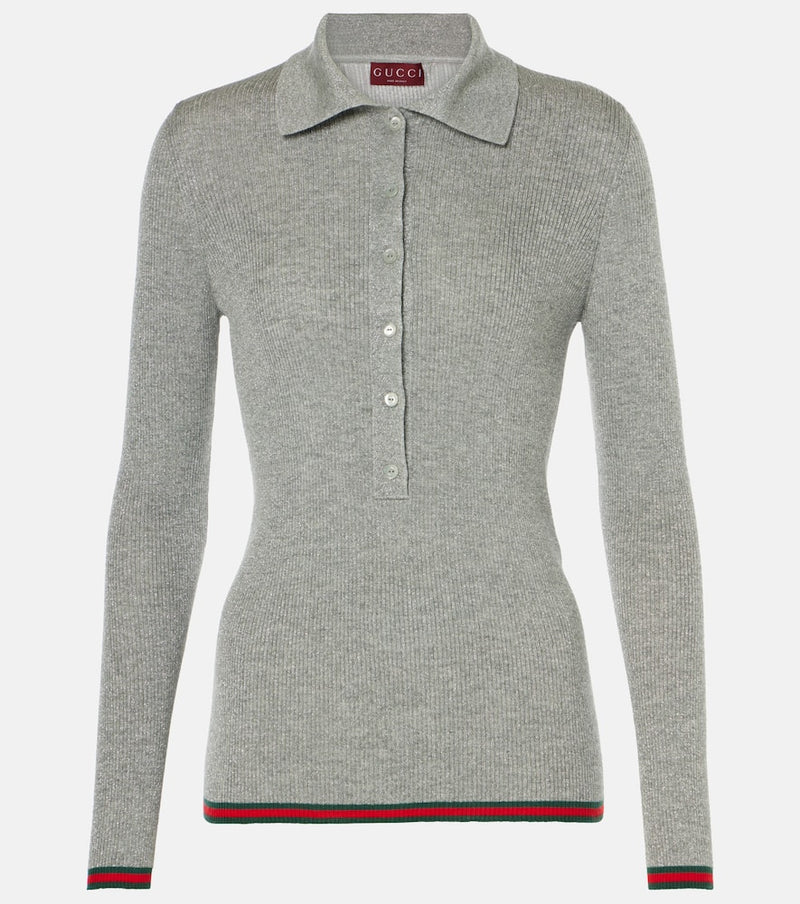 Gucci Web Stripe cashmere-blend polo sweater