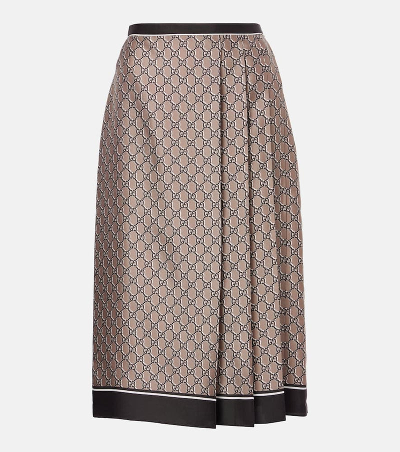 Gucci GG Shadow silk satin midi skirt