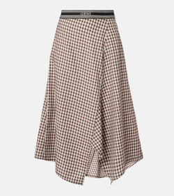 Loewe Asymmetric checked cotton midi skirt