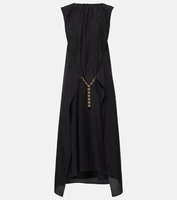 Loewe Chain-detail ruched silk midi dress