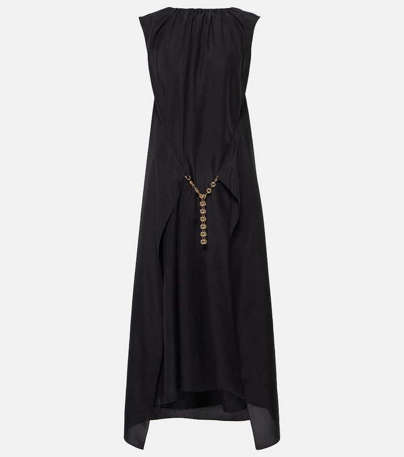 Loewe Chain-detail ruched silk midi dress