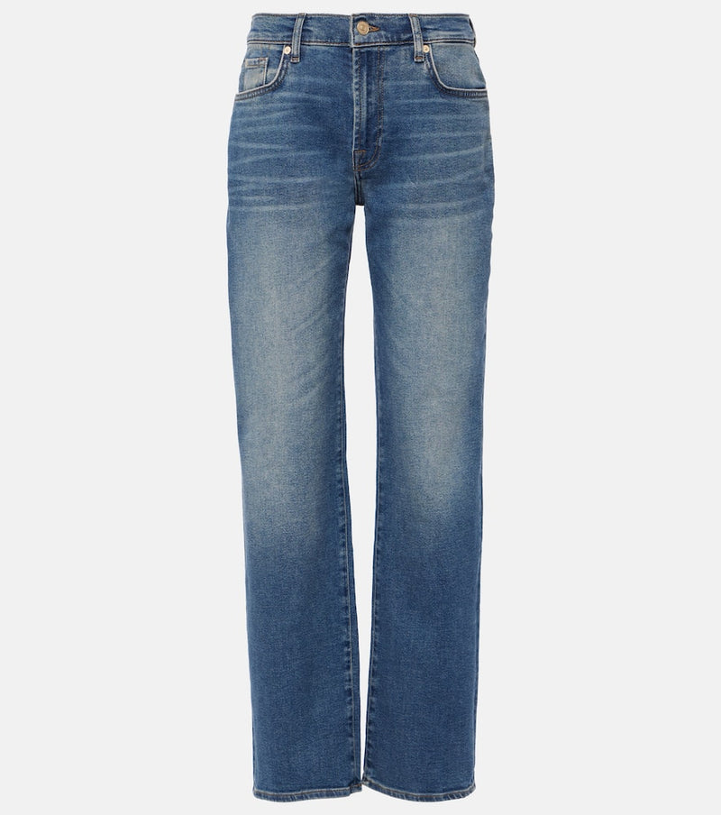 7 For All Mankind Ellie high-rise cotton-blend straight jeans