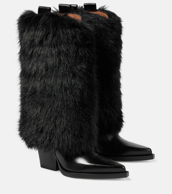 Paris Texas Faux fur knee-high boots