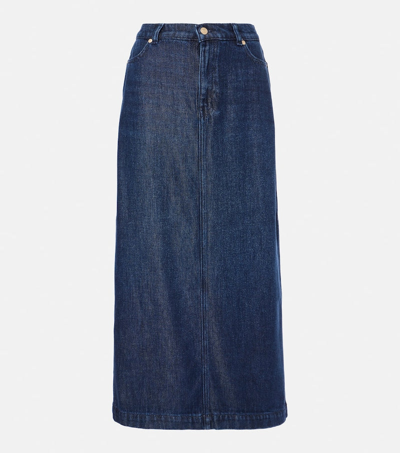 7 For All Mankind Stormy denim midi skirt