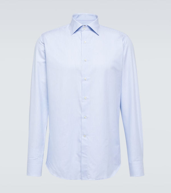 Canali Striped cotton poplin shirt