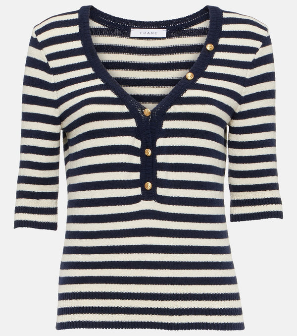 Frame Striped cotton-blend jersey top