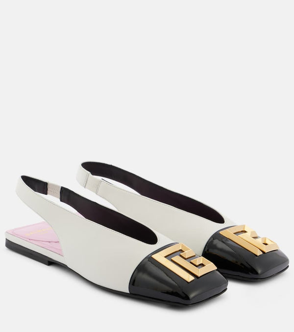 Balmain Flat Eden leather slingback flats