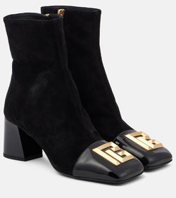 Balmain Edna suede and patent leather ankle boots