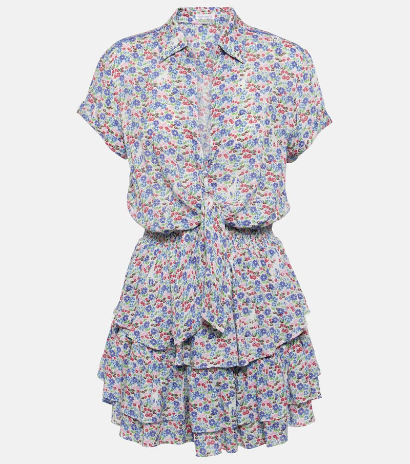 Poupette St Barth Branda floral tiered shirt dress