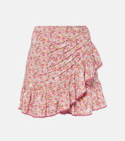 Poupette St Barth Mabelle floral shirred miniskirt