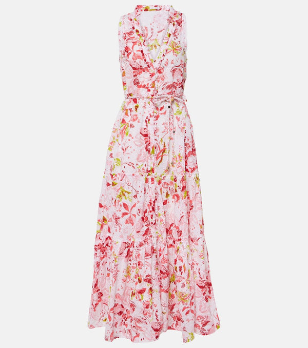 Poupette St Barth Nana floral tiered cotton maxi dress