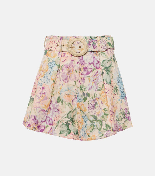 Zimmermann Halliday floral high-rise linen shorts