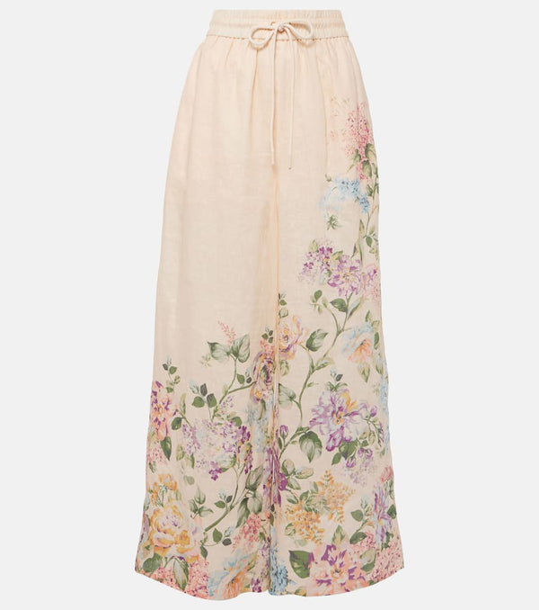 Zimmermann Halliday floral linen wide-leg pants