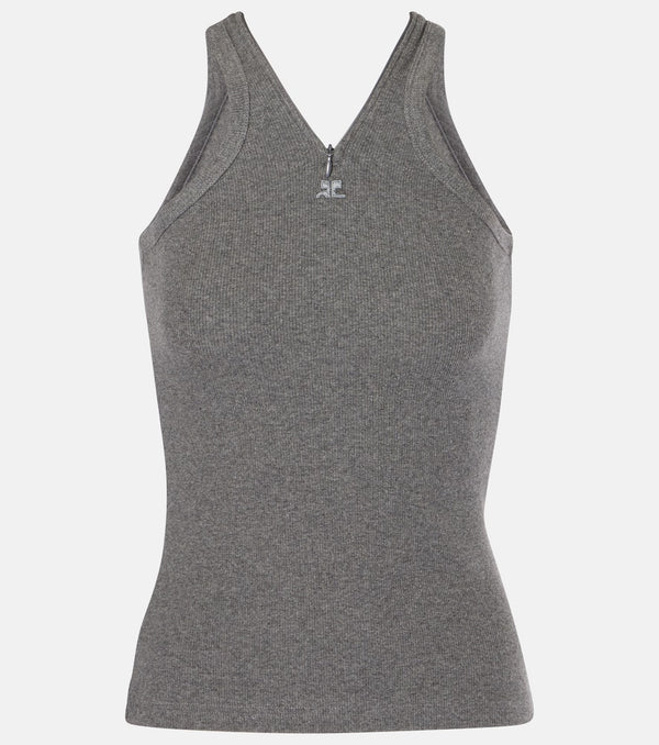 Courrèges Cotton ribbed-knit tank top