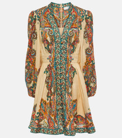 Zimmermann Ottie Plunge paisley linen minidress