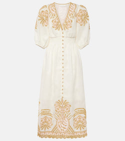 Zimmermann Waverly embroidered linen midi dress