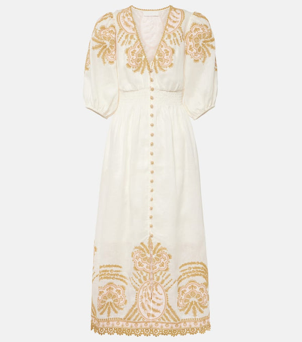 Zimmermann Waverly embroidered linen midi dress