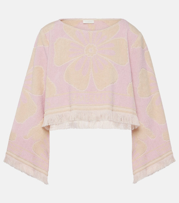 Zimmermann Pop floral cotton terry crop top