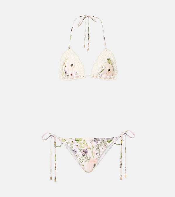 Zimmermann Halliday floral crochet bikini