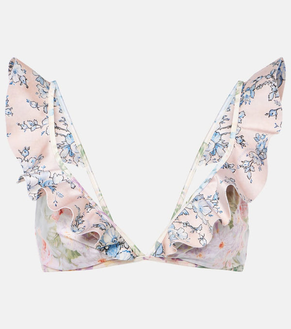 Zimmermann Halliday ruffled floral bikini top