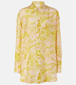 Zimmermann Pop Relaxed floral silk satin shirt