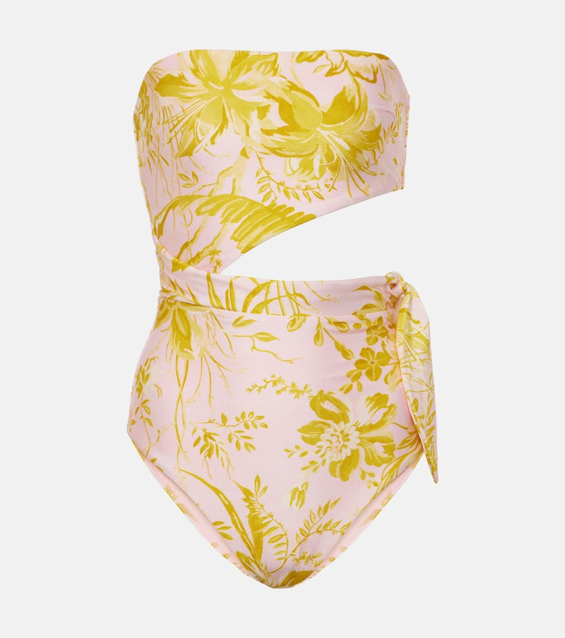 Zimmermann Golden Scarf cut-out floral swimsuit